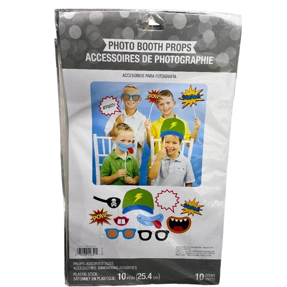 Superhero Comic Book Photo Booth Props - 10 Count Assorted Party Pack - New